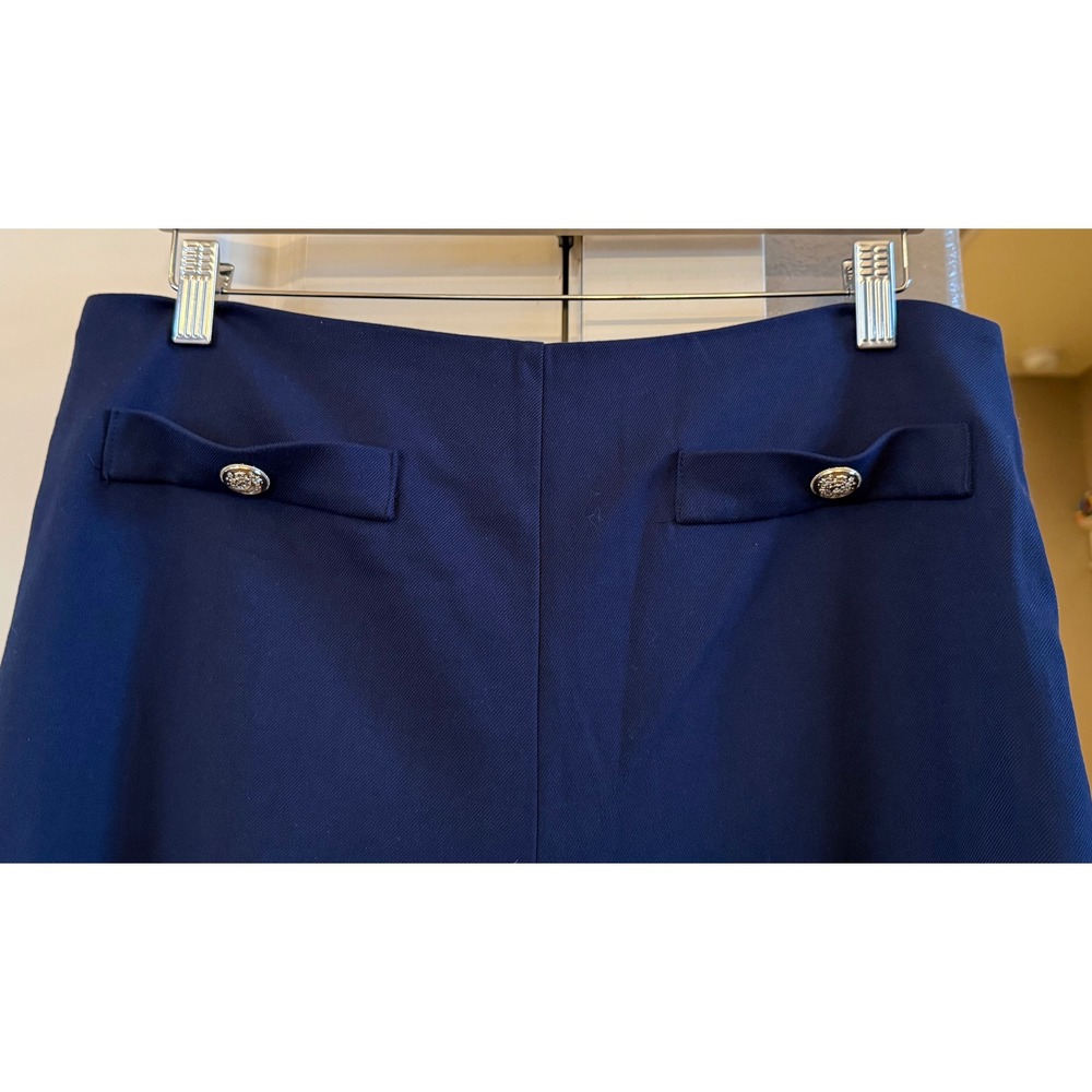 LOFT Navy Blue Flat Front Side Zip Wide Leg Business Casual Trousers Pant Sz 12 - Picture 2 of 9